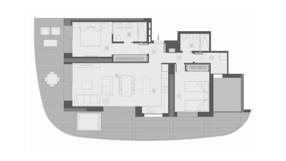 Apartment floor plan, 2 bedrooms in TM Tower No. 9 (2D)