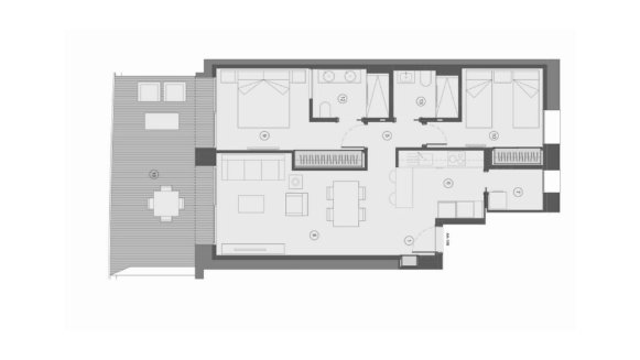 Apartment floor plan, 2 bedrooms in TM Tower No. 10 (2D)