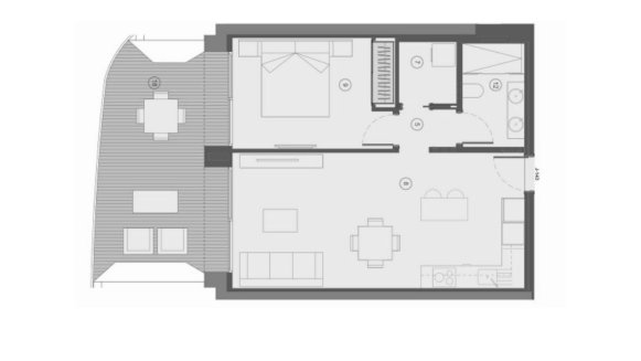 Apartment floor plan, 1 bedroom in TM Tower No. 6 (2D)