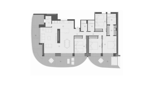 Apartment floor plan, 4 bedrooms in TM Tower No. 18 (2D)